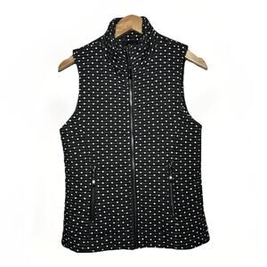 Lemon Tart Womens Size Small Black Polka Dot Puffer Vest Preppy Casual Layers